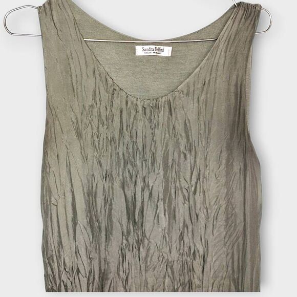 Sandra Fellini Maxi Dress Sz M Silk‎ Crinkled Sleevless Lining Glamcore Royalty - Picture 6 of 11